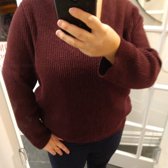 Halston oversized heavy sweater purple burgundy marroon - Picture 5 of 10